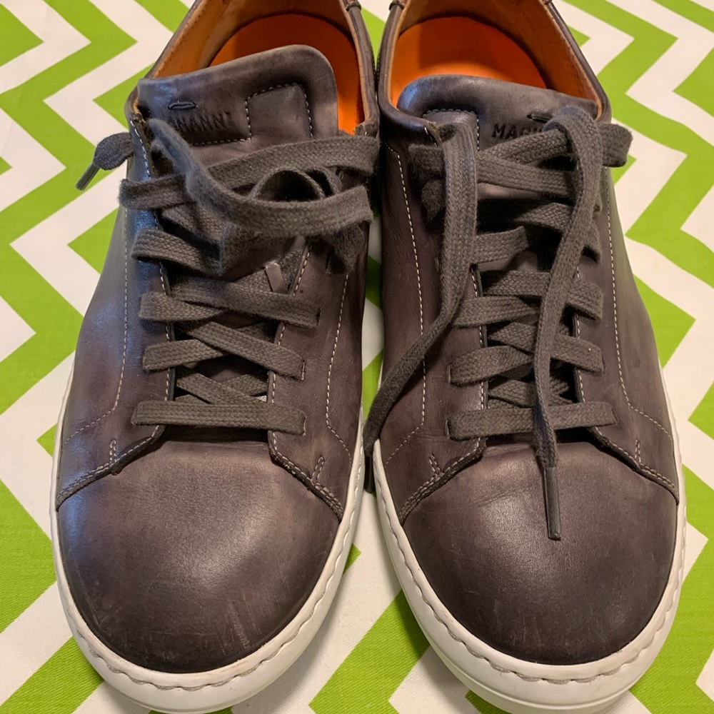 Magnanni round-toe leather trainers 10